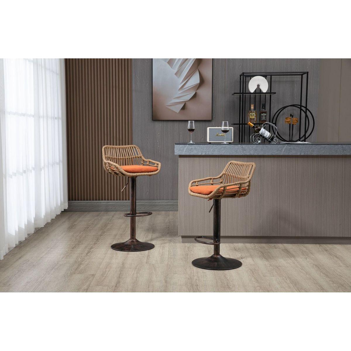 Swivel Bar Stools Set of 2 Adjustable Counter Height Chairs with Footrest for Kitchen, Dining Room 2PC/SET