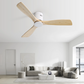 52 Inch Ceiling Fan Natural 3 Solid Wood Fan Blade Noiseless Reversible DC motor Remote Control For Living Room