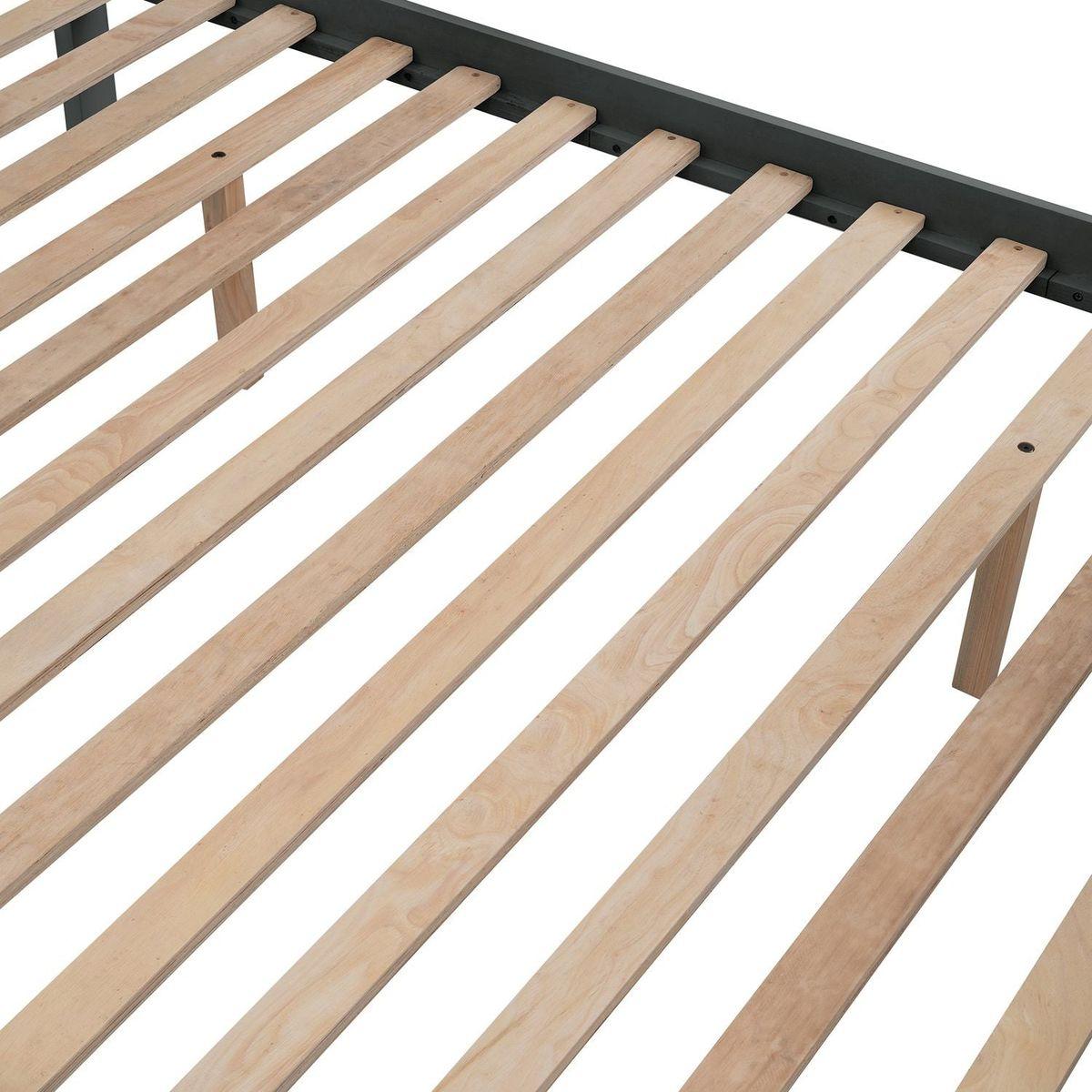 Stairway Twin-Over-Full Bunk Bed with Twin size Trundle, Storage and Guard Rail for Bedroom, Dorm, for Adults, Gray