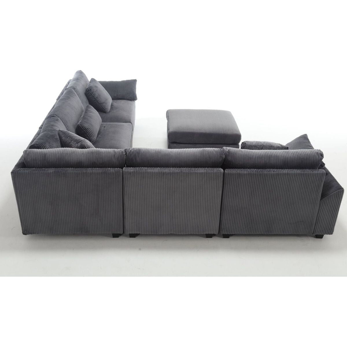 {NEW ARRIVAL} Oversized Modular Sectional Sofa Couches Set,Corduroy Upholstered Deep Seat Comfy Sofa for Living Room,Dark Gray