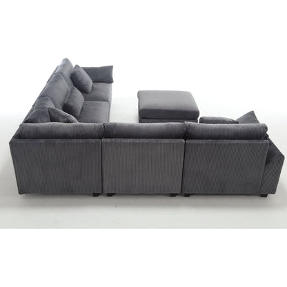 {NEW ARRIVAL} Oversized Modular Sectional Sofa Couches Set,Corduroy Upholstered Deep Seat Comfy Sofa for Living Room,Dark Gray