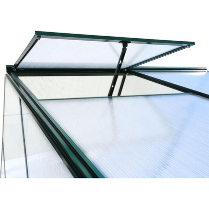 6.3'x12.2'x7' Polycarbonate Greenhouse, Heavy Duty Outdoor Aluminum Walk-in Green House Kit with Rain Gutter, Vent and Door for Backyard Garden, color green