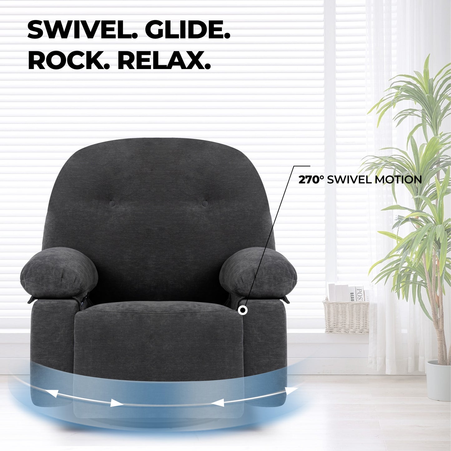 Modern Chenille Recliner Chairs Swivel Massage Rocker Recliner with Heat