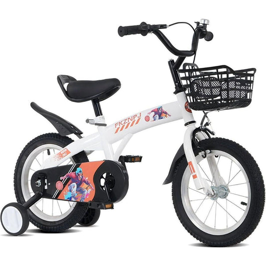 16 inch sporty kids bike with training wheels and stand Adjustable saddle Suitable for boys and girls aged 4-8 years tall Height 41-46 inches Available in a variety of colors