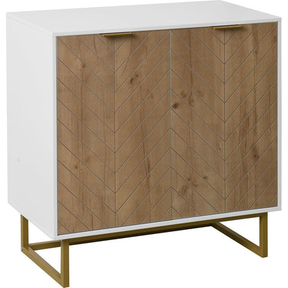 White and Gold Storage Cabinet with 2 Doors, Modern Buffet Sideboard Cabinet, Kitchen Buffet Cabinet with Storage Sideboard Buffet for Living Room