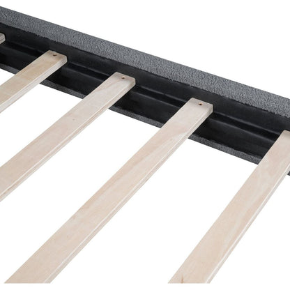 Teddy Fleece Full Size Upholstered Platform Bed with Thick Fabric, Solid Frame and Stylish Curve-shaped Design, Gray