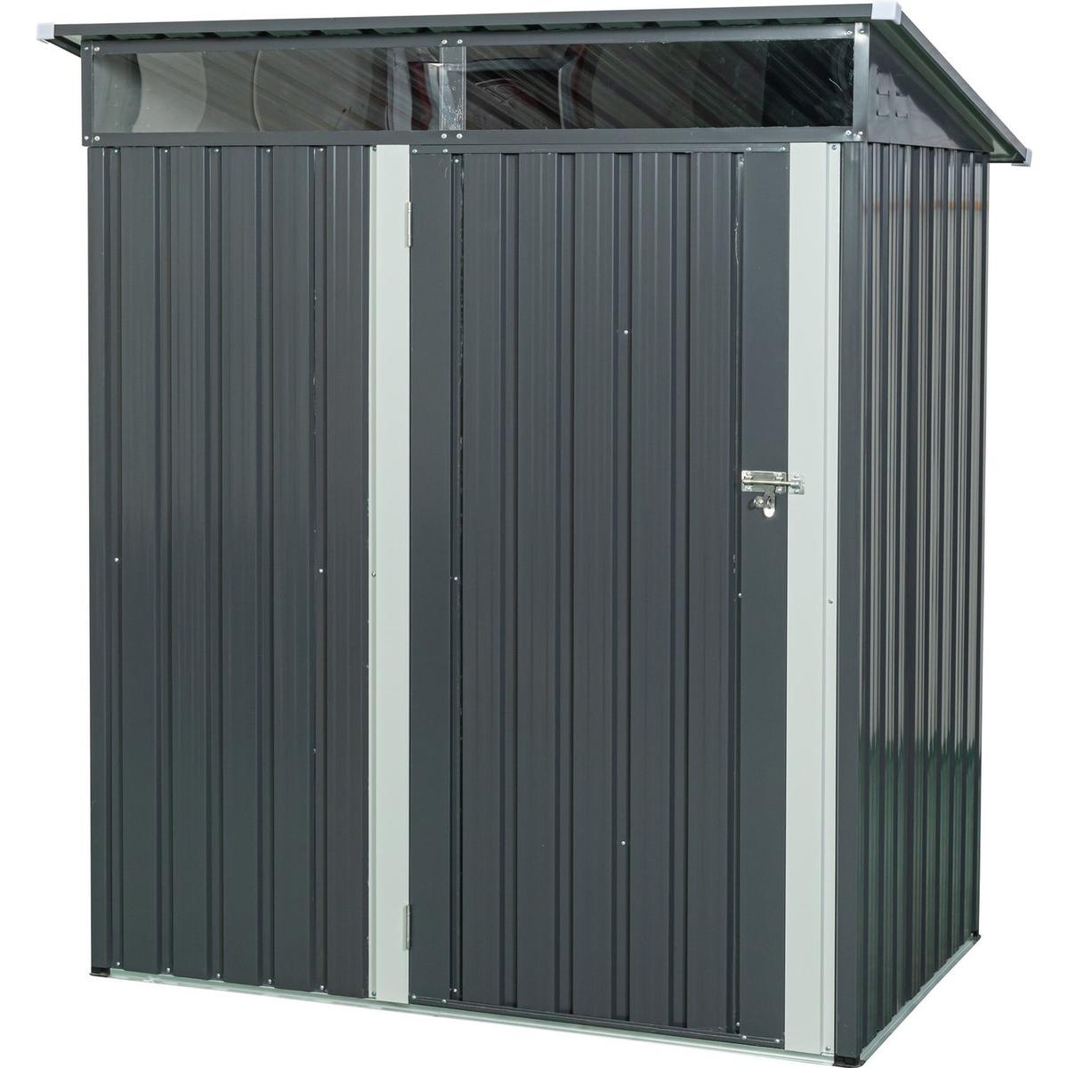 5ft x 3ft Outdoor Metal Storage Shed Transparent plate Gray