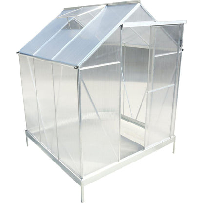 6.3'x6.2'x7' Polycarbonate Greenhouse, Heavy Duty Outdoor Aluminum Walk-in Green House Kit with Rain Gutter, Vent and Door for Backyard Garden, color aluminium