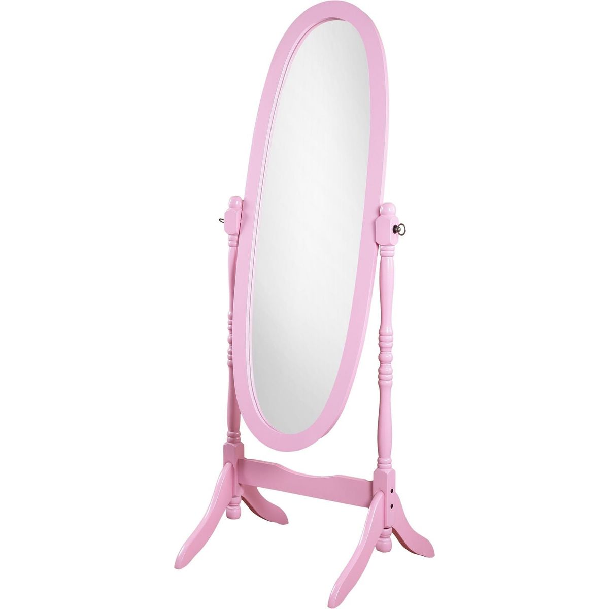 Traditional Queen Anna Style Wood Floor Cheval Mirror, Pink Finish