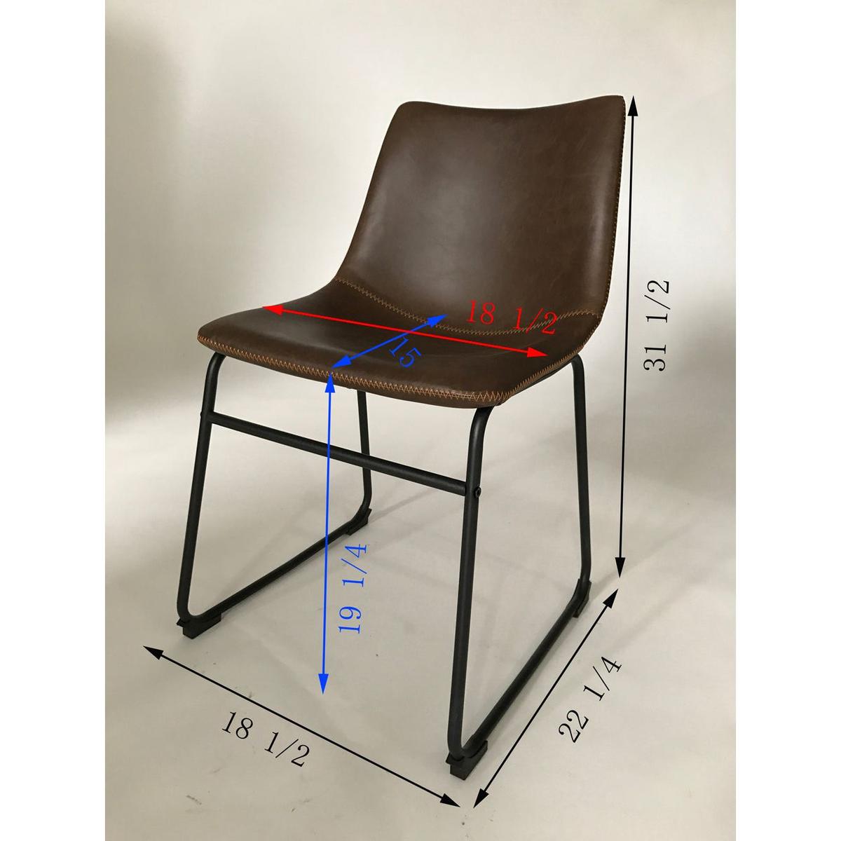 Lotusville Vintage PU Leather Dining Chairs, Set of 2, Antique Brown