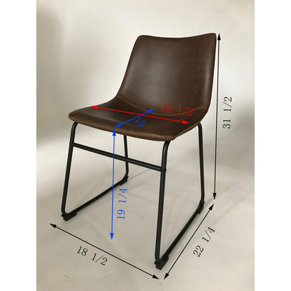 Lotusville Vintage PU Leather Dining Chairs, Set of 2, Antique Brown