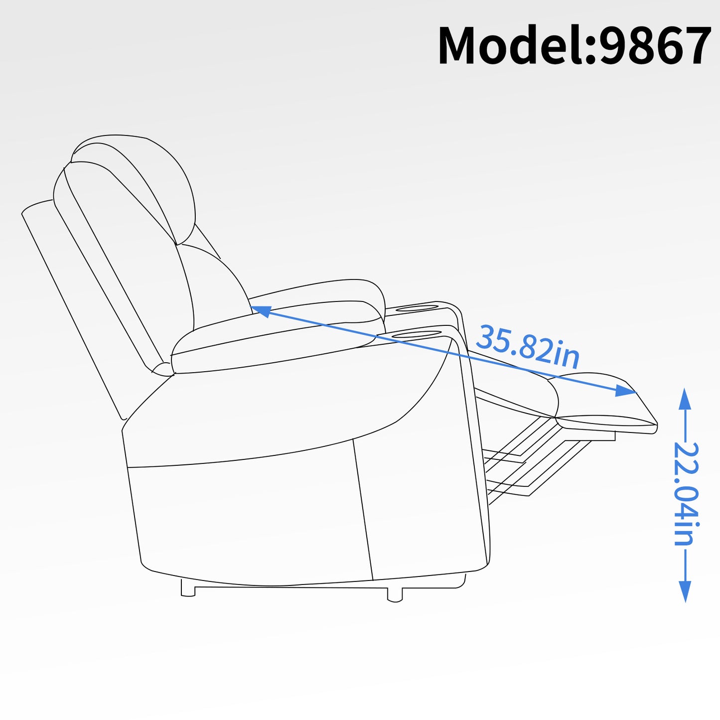 Okin motor Up to 350 LBS Chenille Power Lift Recliner Chair, Heavy Duty Motion Mechanism with 8-Point Vibration Massage and Lumbar Heating, USB and Type-C Ports, Stainless Steel Cup Holders, Blue