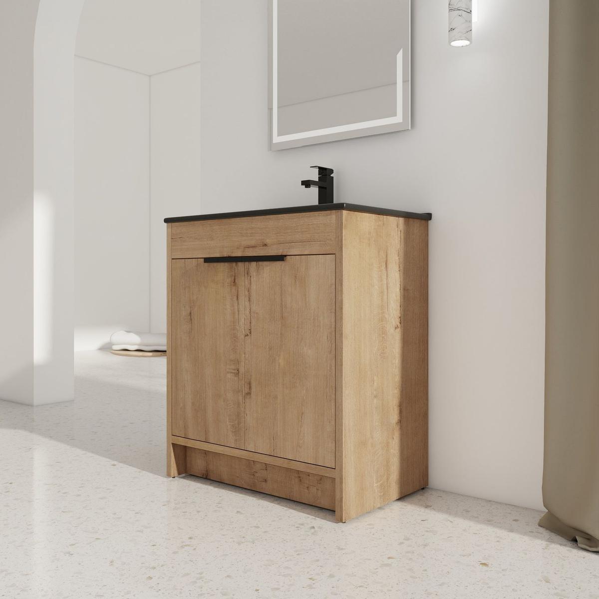 30" Freestanding Bathroom Cabinet With Basin & 2 Soft-Close Cabinet Doors ((KD-PACKING),BVB02430IMO-