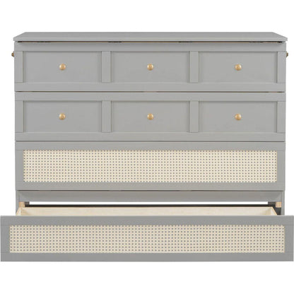 Full Size Murphy Bed with Large Drawers,Gray