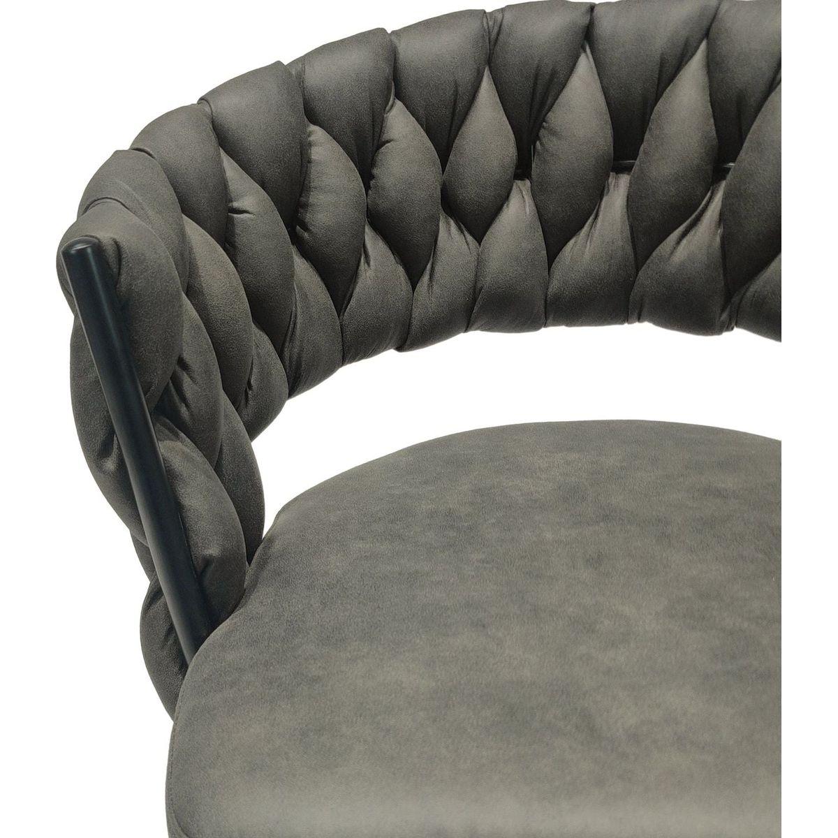 Technical Leather Woven Bar Stool Set of 2,Black legs Barstools No Adjustable Kitchen Island Chairs,360 Swivel Bar Stools Upholstered Counter Stool Arm Chairs with Back Footrest, (Tan)