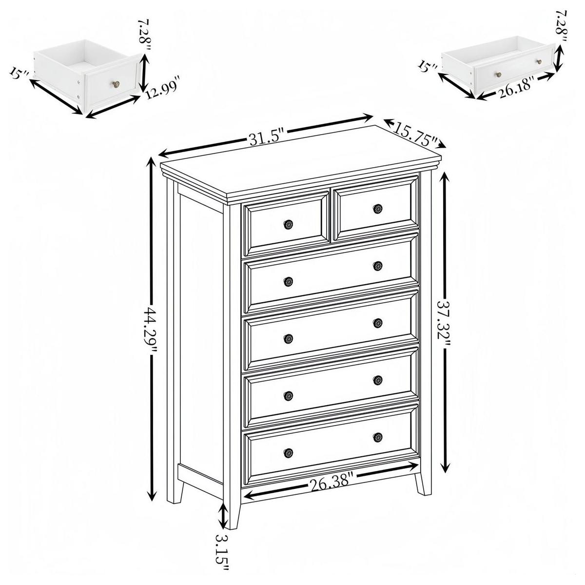 Modern 6 Drawers Dresser 6 Drawers Cabinet,Chest of Drawers Closet Organizers and Storage Clothes Storage Drawers Cabinet for Living Room, Farmhouse Dresser Organizer Black