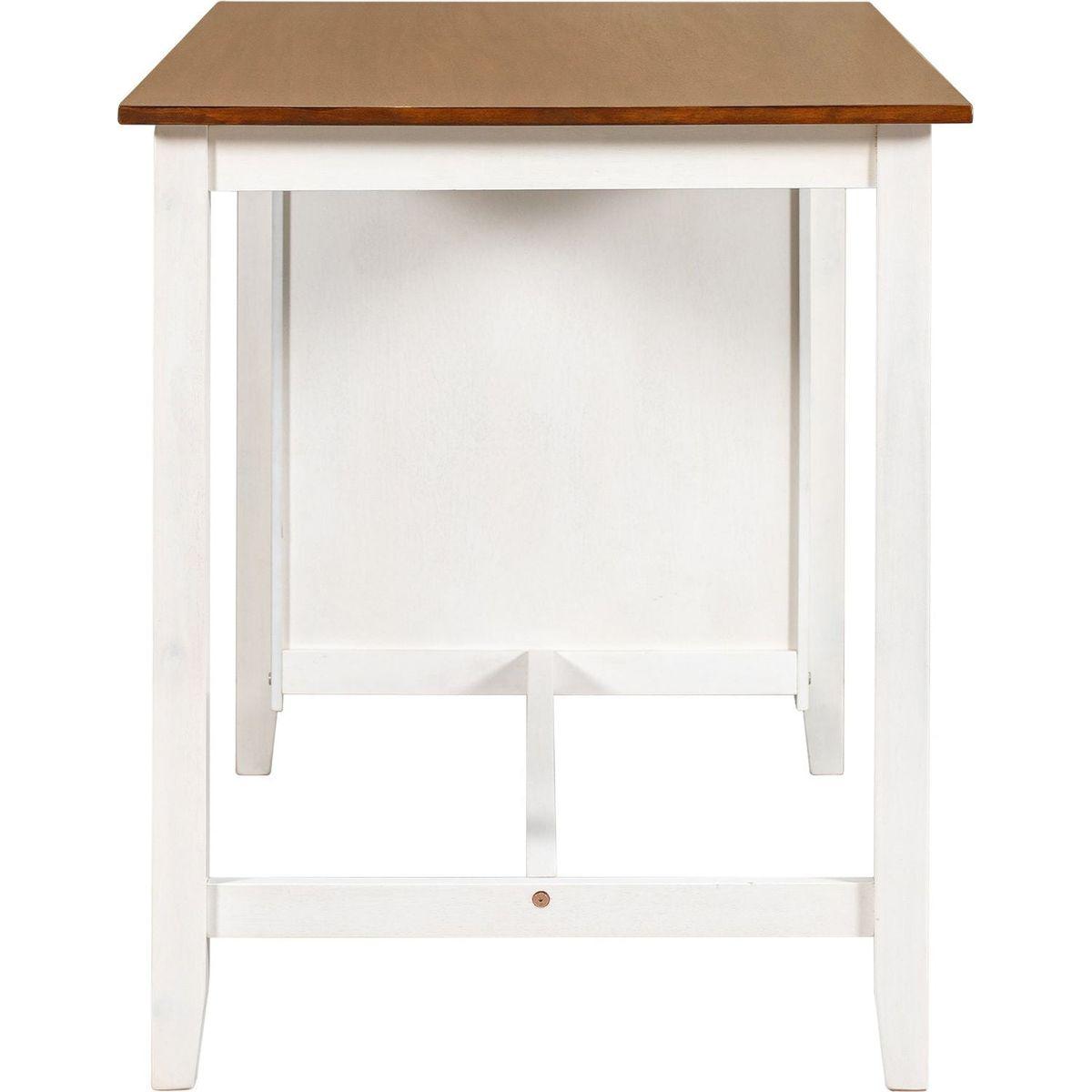 5 Pieces Counter Height Rustic Farmhouse Dining Room Wooden Bar Table Set with 4 Chairs, White