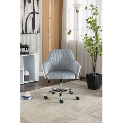 New -Modern home office leisure chair with adjustable velvet height and adjustable casters (DARKGREY)