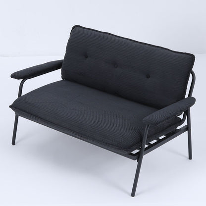 Modern Black Metal Frame Sofa with Sponge Filling for Compact Spaces and Versatile Use
