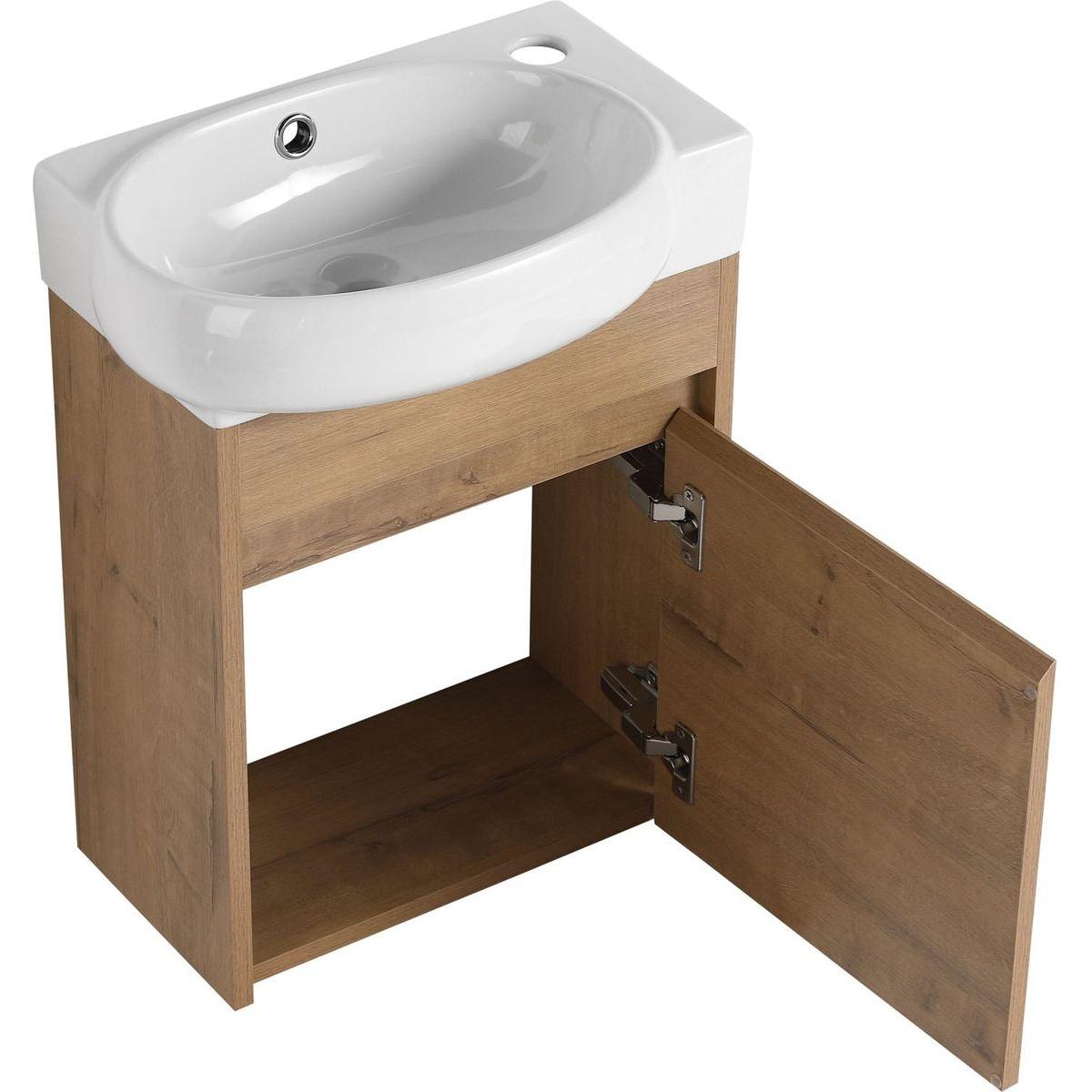 Soft Close Doors Bathroom Vanity With Sink,16 Inch For Small Bathroom