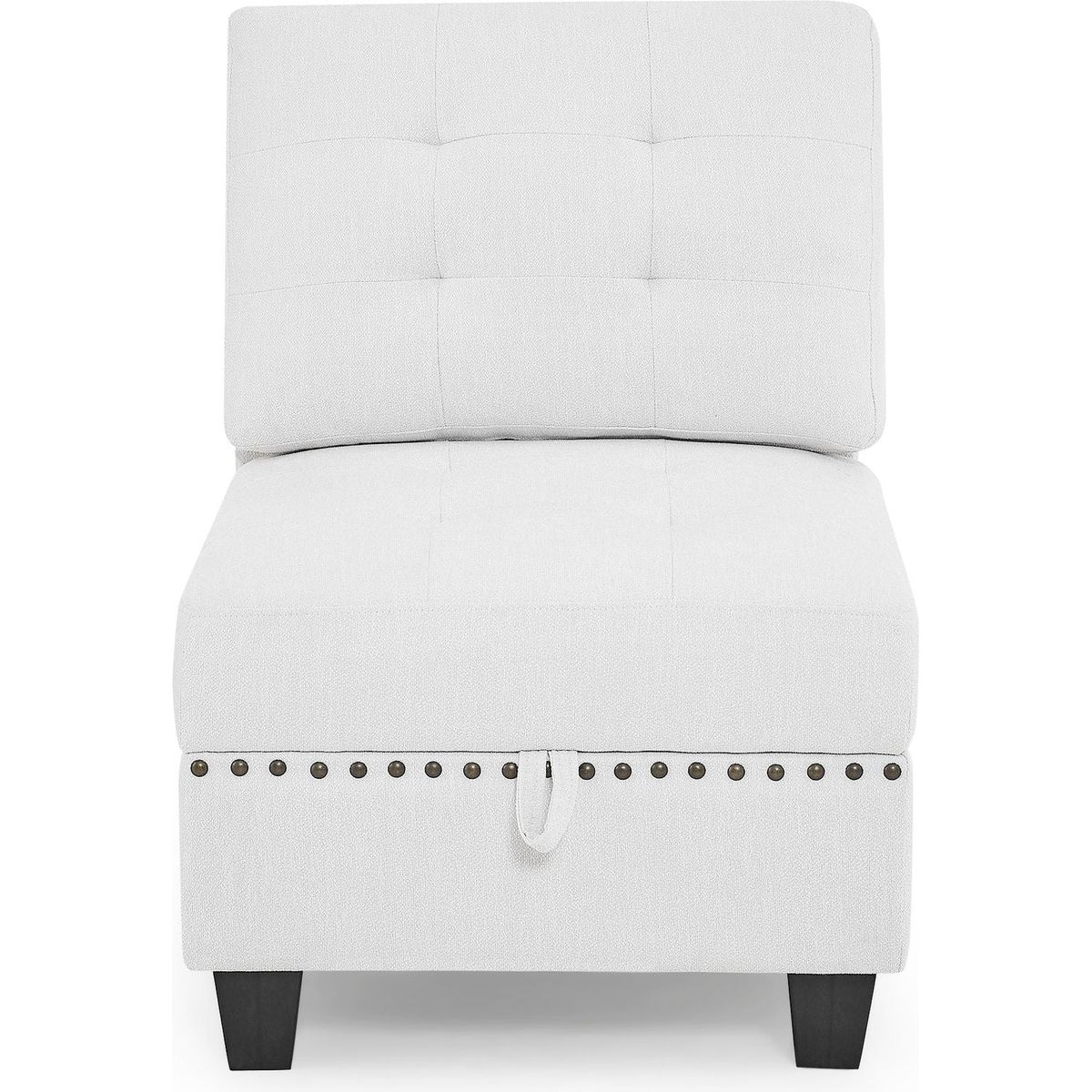 L shape Modular Sectional Sofa,DIY Combination,includes Three Single Chair, Two Corner and Two Ottoman,Ivory Chenille