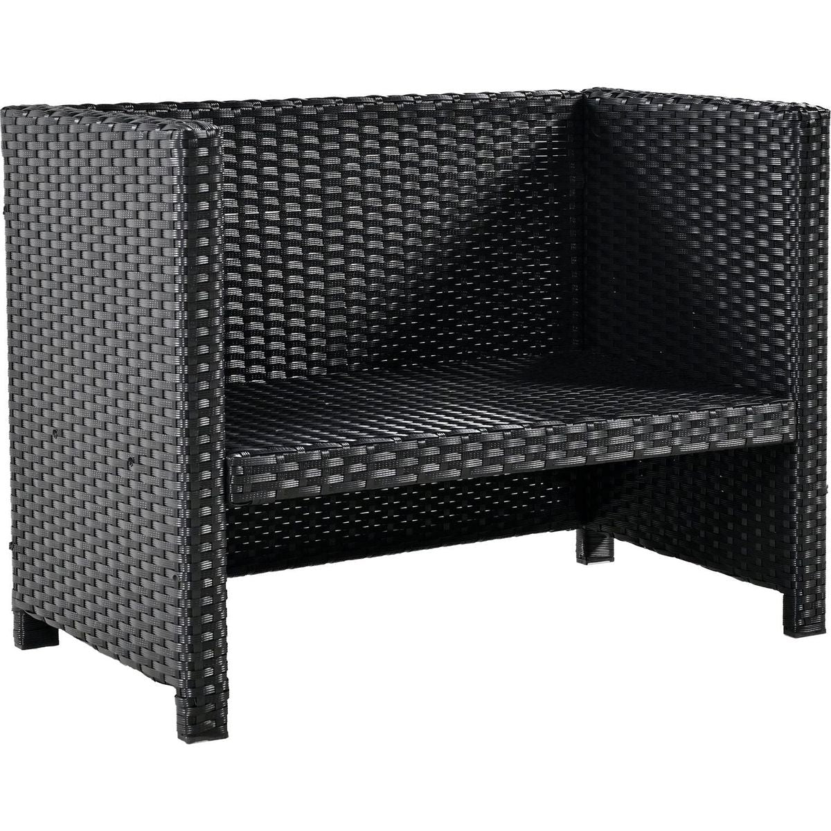 Spa Surround Spa Frame Quadrilateral Outdoor Rattan Sectional Sofa Set with Mini Sofa, Wooden Seats and Storage Spaces, Grey