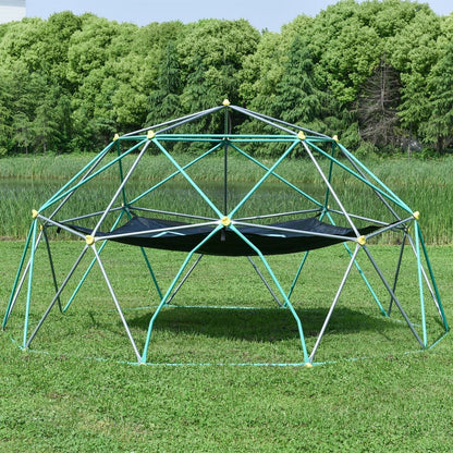 12ft Geometric Dome Climber Play Center, Kids Climbing Dome Tower with Hammock, Rust & UV Resistant Steel Supporting 1000 LBS