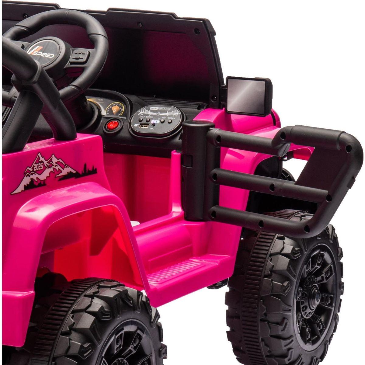 12V Kids Ride On Electric Car W/Parents Control,Dual drive, Four-wheel Suspension,With music,Bluetooth,MP3,USB,with headlights, steering wheel quick release,Slow start for Kids Aged 3-8.