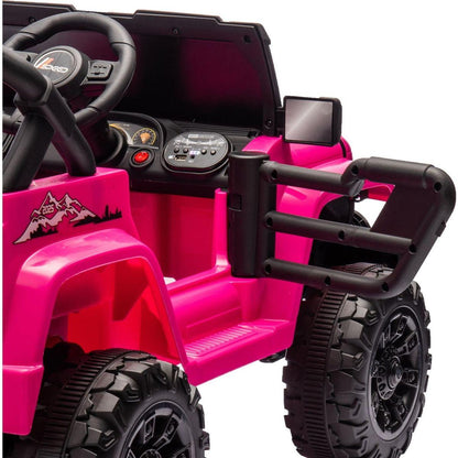 12V Kids Ride On Electric Car W/Parents Control,Dual drive, Four-wheel Suspension,With music,Bluetooth,MP3,USB,with headlights, steering wheel quick release,Slow start for Kids Aged 3-8.
