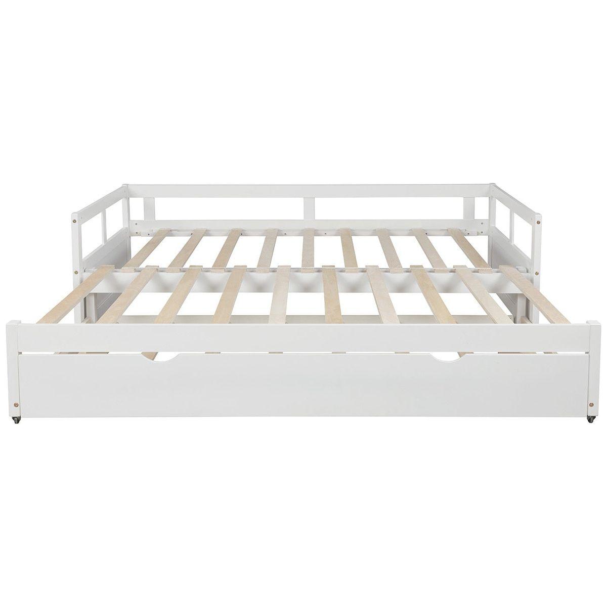 Extending Daybed with Trundle, Wooden Daybed with Trundle, White