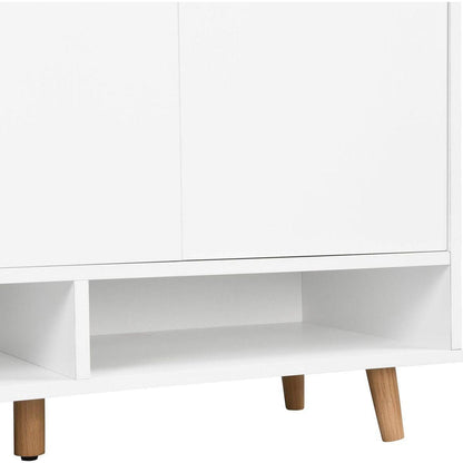 Sleek and Contemporary Shoe Cabinet with Adjustable Shelves, Minimalist Home Organizer with Solid Wood Legs, Storage Sideboard for Entryway, Living Room, White
