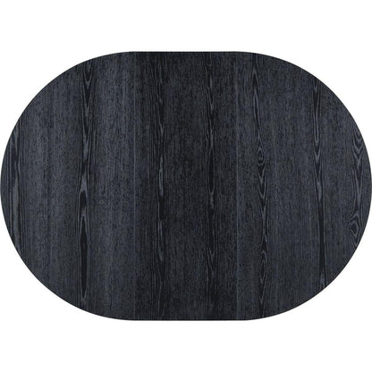 Retro 5-piece Dining Set Extendable Round Table and 4 Chairs for Kitchen Dining Room (BLACK OAK)