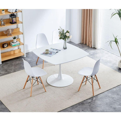 42.1"WHITE Table Mid-century Dining Table for 4-6 people With Round Mdf Table Top, Pedestal Dining Table, End Table Leisure Coffee Table