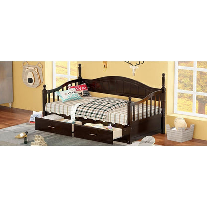 Wooden Twin Size Daybed with Twin Size Trundle, Extendable Daybed with Two Storage Drawers, Espresso