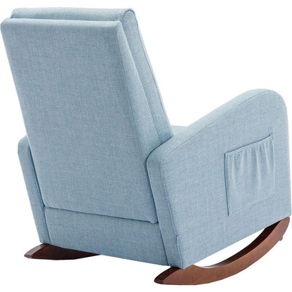 High Back Rocking Chair Nursery Chair .Comfortable Rocker Fabric Padded Seat .Modern High Back Armchair