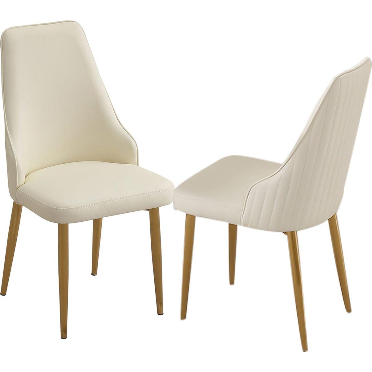 Dining Chair with PU Leather White strong metal legs (Set of 2) - Streamdale Furniture