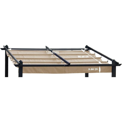 Replacement Canopy Top Cover Fabric for 13 x 10 Ft Outdoor Patio Retractable Pergola Sun-shelter Canopy-Khaki