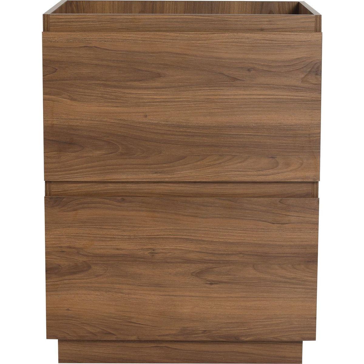 24" Bathroom Vanities with Single Sink Combo, Modern Undermount Bathroom Sink Cabinet with Double drawer, Freestanding Bathroom Sink Cabinet,Engineering wood,Brown