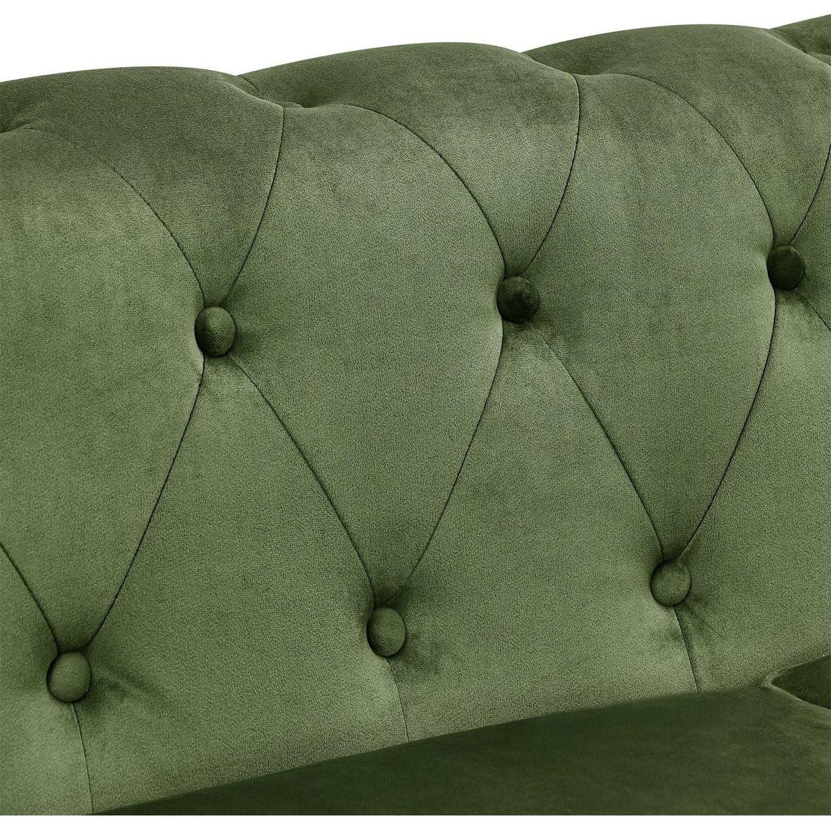 PHOYAL Large CHAIR, Velvet Sofa Classic Tufted Chesterfield Settee Sofa Modern 1 Seater Couch Furniture Tufted Back for Living Room (Green)