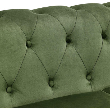 PHOYAL Large CHAIR, Velvet Sofa Classic Tufted Chesterfield Settee Sofa Modern 1 Seater Couch Furniture Tufted Back for Living Room (Green)