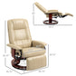 Faux Leather Manual Recliner with Swivel Wood Base, White