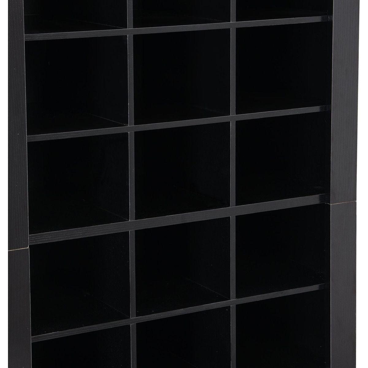 Stylish Design 30 Shoe Cubby Console, Contemporary Shoe Cabinet with Multiple Storage Capacity, Free Standing Tall Cabinet with Versatile Use for Hallway, Bedroom, Black