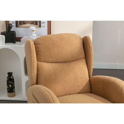 Teddy Fabric Rocking Chair With Packet Wood Legs,Khaki