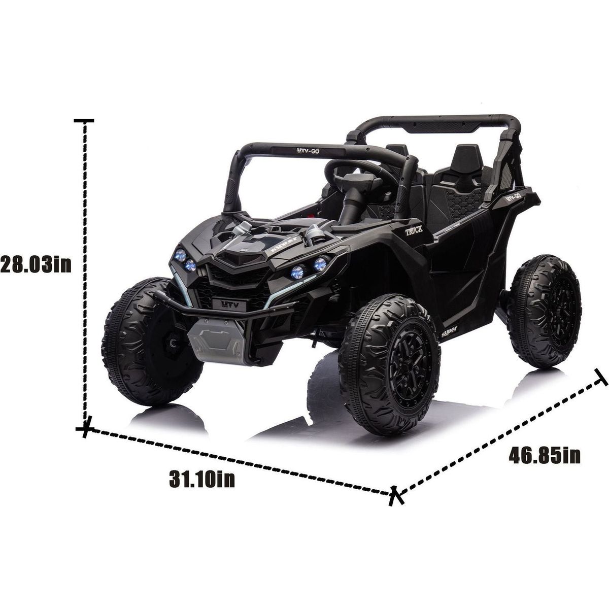 24V Two-Seater Kids Ride On UTV W/Parents Remote Control,Four-Wheel Suspension,Slow Start,Large wheel design,Anti-collision bar,Storage space,Music,USB,Bluetooth,Volume control,LED lights for Kids 3+.