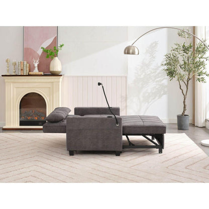 Futon Chair Bed Convertible Chair 3-in-1 Pull Out Sleeper Chair Beds with USB Ports,Wear-resistant and Anti-scratch, Armchair Bed Sleeper for Living Room (Dark Grey Tech cloth)