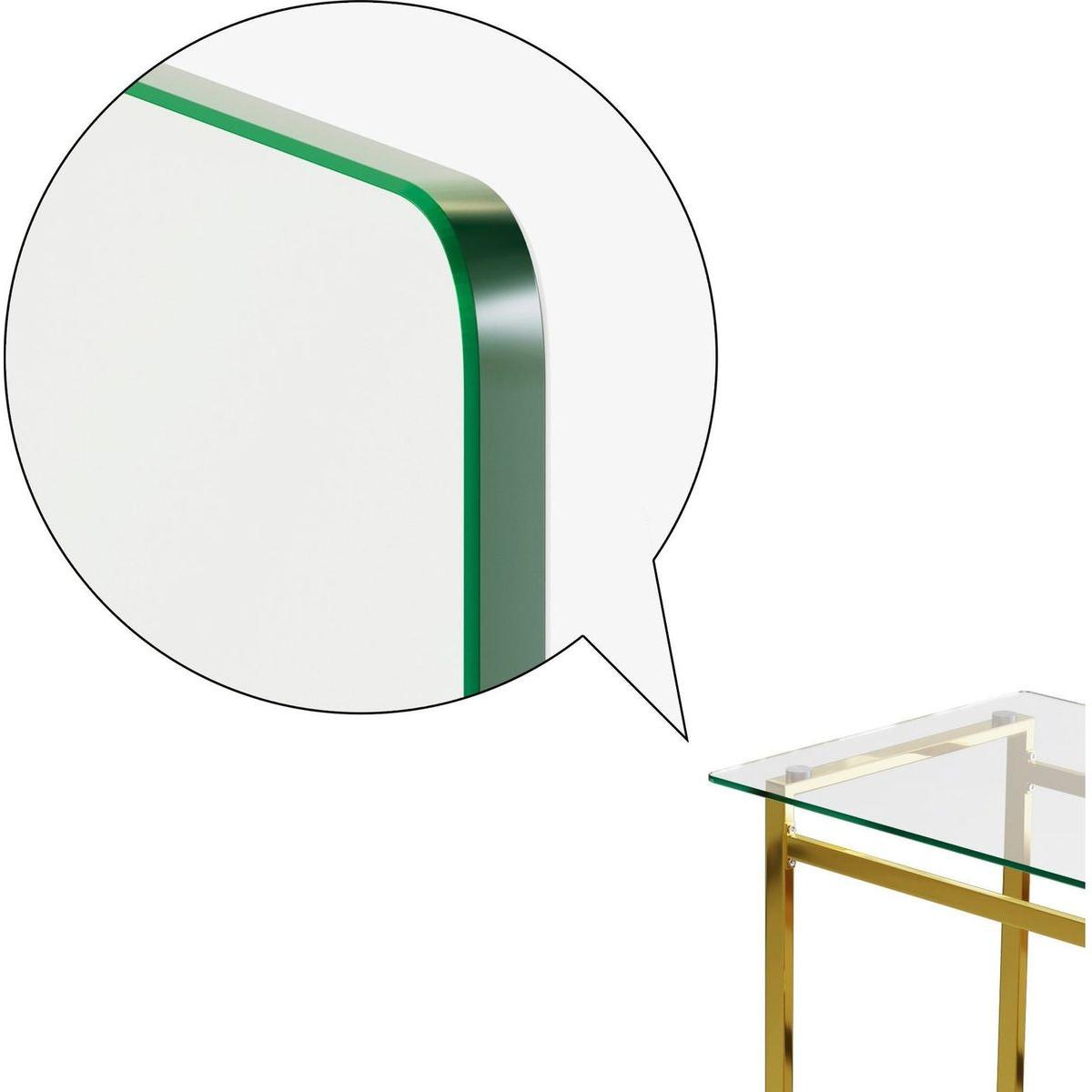 Modern Minimalist Rectangular Glass Dining Table for 4-6 with 0.31" Tempered Glass Tabletop and Golden Chrome Metal Legs, Writing Table Desk, for Kitchen Dining Living Room, 51" W x 27"D x 30" H