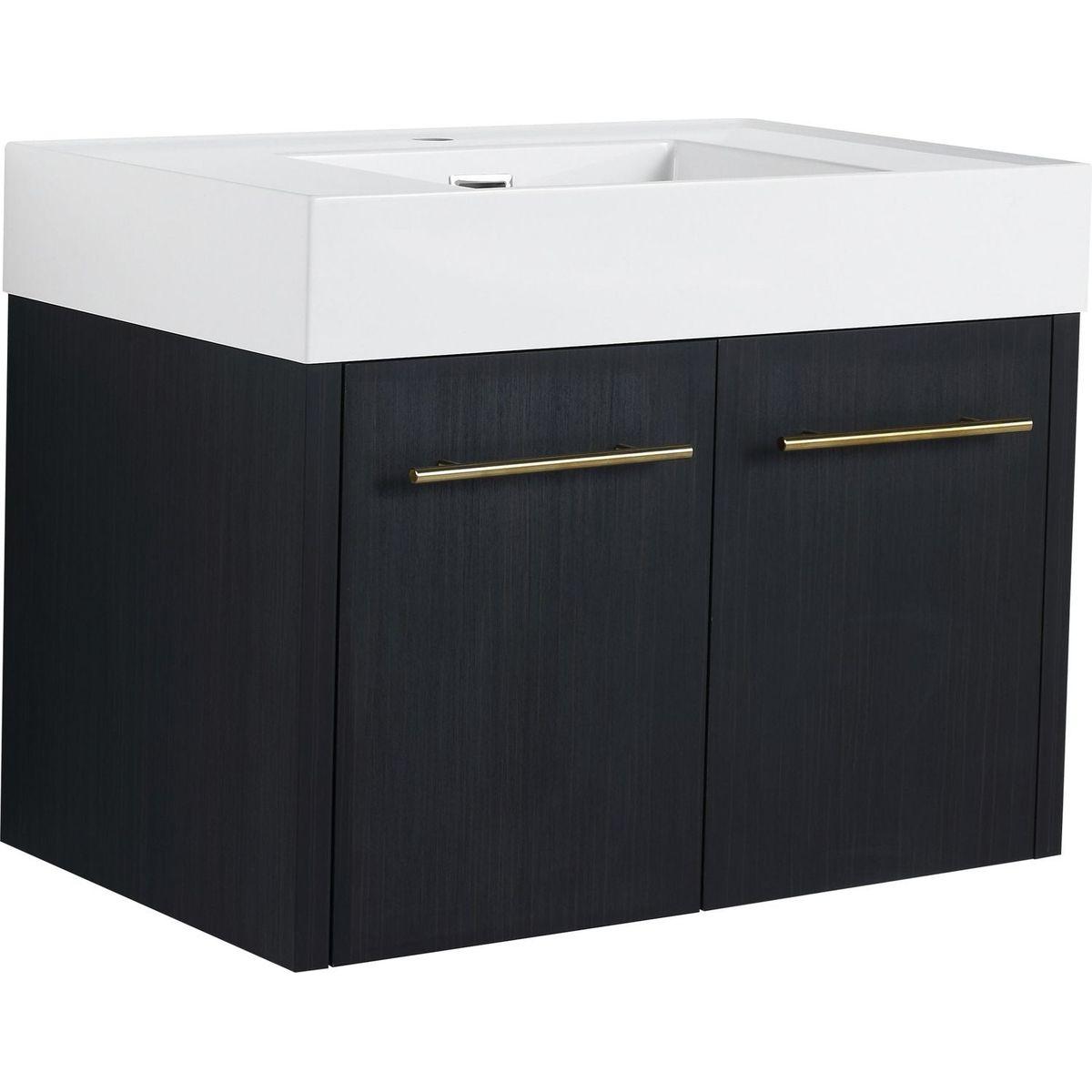 30 Inch Wall-Mounted Bathroom Vanity with Sink, Thick Edged Resin Basin, KD-Package