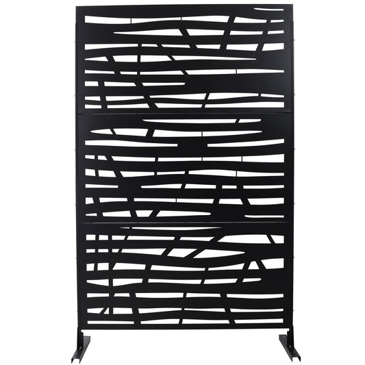 Outdoor & Indoor Privacy Screen Metal Privacy Screen 76' H×48' W Black Steel Decorative Panels
