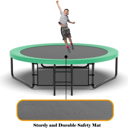 10FT Pumpkin Trampoline, Outdoor Trampoline with Basketball Hoop, Enclosure Net and Ladder