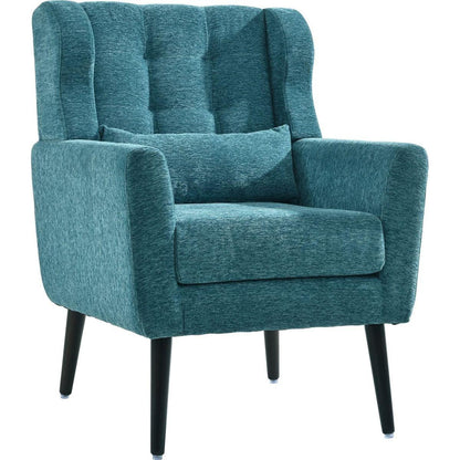 Modern Accent Chair Upholstered Foam Filled Living Room Chairs Comfy Reading Chair Mid Century Modern Chair with Chenille Fabric Lounge Arm Chairs Armchair for Living Room Bedroom (Teal)